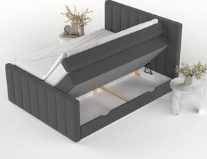 Sivi boxspring krevet s prostorom za pohranu 140x200 cm Ruby – Maison de Rêve