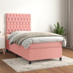 Box spring krevet s madracem ružičasti 90x200 cm baršunasti - Ružičasti / 90 x 200 cm