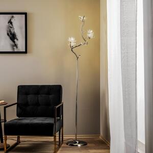 Ninfea podna lampa, krom, kristalni cvjetovi, 175 cm