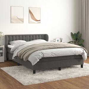 Krevet s oprugama i madracem tamnosivi 140x190 cm baršunasti - Siva / 140 x 190 cm