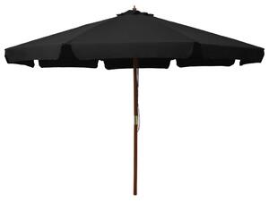 Vrtni suncobran s drvenom šipkom 330 cm crni - Crna / N/A