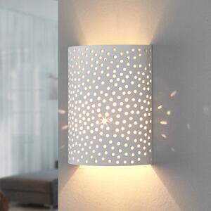 Lindby zidna lampa Jiru, visina 23 cm, bijela, polukružna, gips, prigušiva, Bijela, Područje hodnika, Gips / glina
