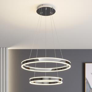 Lucande LED visilica Lyani, 60 cm, 2 žarulje, krom, prigušivanje, prigušiva, Metalik, Dnevni boravak/blagovaonica, Metal