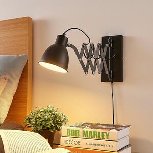 Lindby zidna lampa Merle, crna, 60 cm, lampa za čitanje, produljiva