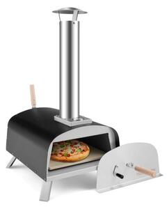 Prijenosna vanjska peć za pizzu na drva, dvorišni peć za pizzu, srebrna + crna