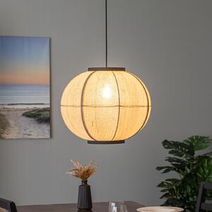Lindby viseća svjetiljka Aurinil, boja drveta, lan, Ø 48cm, E27, prigušiva, Drvo, Dnevni boravak/blagovaonica, Tkanina / tekstil
