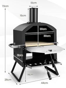 2-slojna peć za pizzu s roštiljem, kamenom za pizzu i lopaticom za pizzu te vodootpornim poklopcem