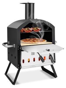 2-slojna peć za pizzu s roštiljem, kamenom za pizzu i lopaticom za pizzu te vodootpornim poklopcem