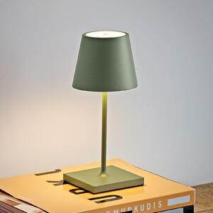 LED baterijska stolna lampa Nuindie mini, USB-C, kadulja zelena, prigušiva
