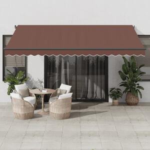 Tenda na ručno uvlačenje s LED svjetlima smeđa 450 x 350 cm - Smeđa / 450 x 350 cm