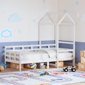 Dnevni krevet s krovom bez madraca bijeli 80x200cm masivno drvo - Bijela / 80 x 200 cm