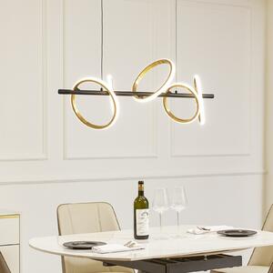 Lucande Madu LED viseća svjetiljka, crna, metalna, dužine 92,5 cm, Crno, Dnevni boravak/blagovaonica, Plastika