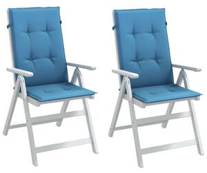 VidaXL Jastuci za stolice 2 kom prošarano plavi 120x50x4 cm od tkanine