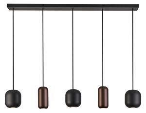 Viseća lampa Jane, dužina 102 cm, crna/smeđa/zelena, 5 žarulja