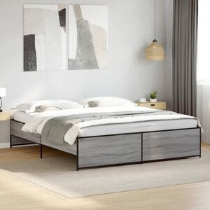 Okvir kreveta boja hrasta 180x200 cm konstruiranog drvo i metal - Siva / 180 x 200 cm