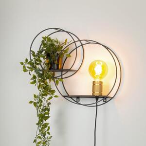 Kružna zidna lampa, crna, 38 cm, E27