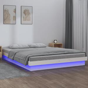 LED okvir kreveta bijeli 120x190 cm mali bračni masivno drvo - Bijela / 120 x 190 cm