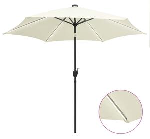 Vrtni suncobran LED s aluminijskim stupom 300 cm pijesak bijeli - Bijela / N/A