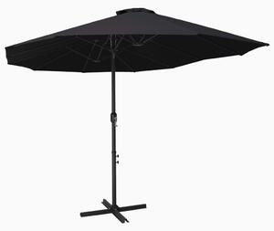 Vanjski suncobran s aluminijskim stupom 460 x 270 cm crni - Crna / N/A