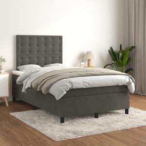 Box spring krevet s madracem tamnosivi 120 x 200 cm baršunasti - Siva / 120 x 200 cm