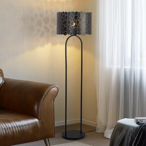 Lindby podna lampa Aralena, crna/zlatna, visina 143,5 cm, Crno, Dnevni boravak/blagovaonica, Metal