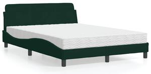 Krevet s madracem Dover tamnozeleni 140x190 cm baršunasti - Zelena / 140 x 190 cm
