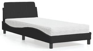 Krevet s madracem Dover crni 80 x 200 cm baršunasti - Crna / 80 x 200 cm