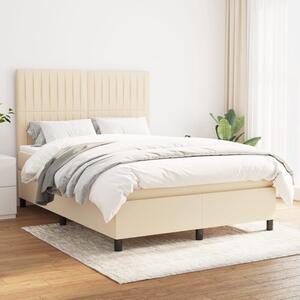 Krevet s oprugama i madracem krem 140 x 190 cm od tkanine - Krema / 140 x 190 cm