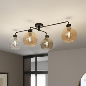 TK Lighting Stropna svjetiljka Cubus s četiri žarulje, prozirna/jantarna/siva, prigušiva, Sivo, Dnevni boravak/blagovaonica, Staklo