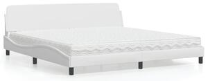Krevet s madracem Dover bijeli 200x200 cm umjetna koža - Bijela / 200 x 200 cm