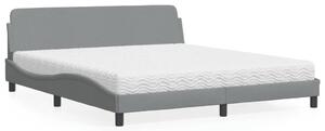 Krevet s madracem Dover svjetlosivi 180x200 cm od tkanine - Siva / 180 x 200 cm