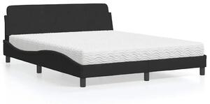 Krevet s madracem Dover crni 160x200 cm baršunasti - Crna / 160 x 200 cm