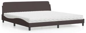 Krevet s madracem Dover tamnosmeđi 200x200 cm od tkanine - Smeđa / 200 x 200 cm