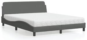 Krevet s madrac Dover svjetlosivi 160x200cm tkanina - Siva / 160 x 200 cm