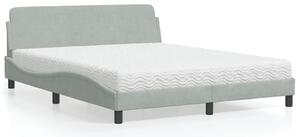 Krevet s madracem Dover svjetlosivi 160x200 cm baršunasti - Siva / 160 x 200 cm