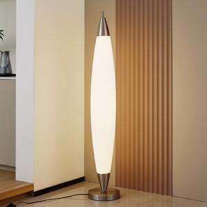 Lucande LED podna lampa Tarell, bijela/nikl, 146 cm, prigušiva, prigušiva, Bijela, Dnevni boravak/blagovaonica, Plastika