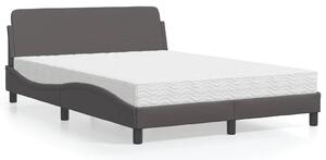 Krevet s madracem Dover sivi 120 x 200 cm od umjetne kože - Siva / 120 x 200 cm
