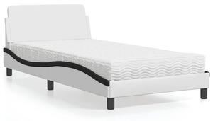 Krevet s madracem Dover bijelo-crni 100 x 200 cm od umjetne kože - Bijela / 100 x 200 cm