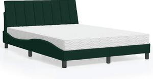 Krevet s madracem Hanko tamnozeleni 140x190 cm baršunasti - Zelena / 140 x 190 cm