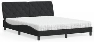 Krevet s madracem crni 160x200 cm baršunasti - Crna / 160 x 200 cm