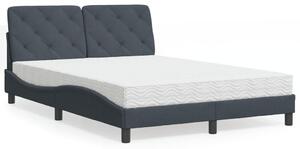 Krevet s madracem tamnosivi 140x190 cm baršunasti - Siva / 140 x 190 cm