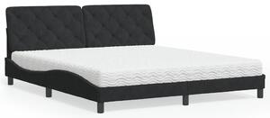 Krevet s madracem crni 180x200 cm baršunasti - Crna / 180 x 200 cm