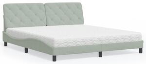 Krevet s madracem svjetlosivi 180x200 cm baršunasti - Siva / 180 x 200 cm
