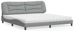 Krevet s madracem Hvar svjetlosivi 200 x 200 cm od tkanine - Siva / 200 x 200 cm