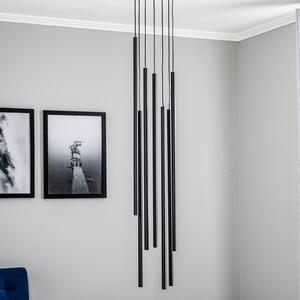 Nowodvorski Lighting Laserska viseća svjetiljka, sedam žarulja, crna, prigušiva, Crno, Dnevni boravak/blagovaonica, Metal