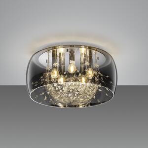 Trio Lighting Plafonjera Crystel od stakla, krom, Ø 50 cm, prigušiva, Metalik, Dnevni boravak/blagovaonica, Staklo