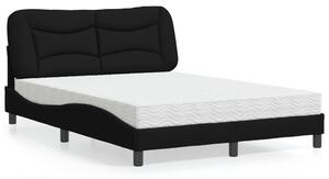 Krevet s madracem Hvar crni 140 x 190 cm od tkanine - Crna / 140 x 190 cm