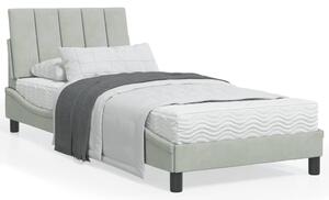 Krevet s madracem Hanko svjetlosivi 90x190 cm baršunasti - Siva / 90 x 190 cm