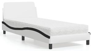 Krevet s madracem Dover bijelo-crni 80 x 200 cm od umjetne kože - Bijela / 80 x 200 cm