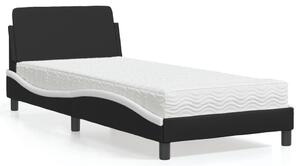 Krevet s madracem Dover crno-bijeli 90 x 200 cm od umjetne kože - Crna / 90 x 200 cm